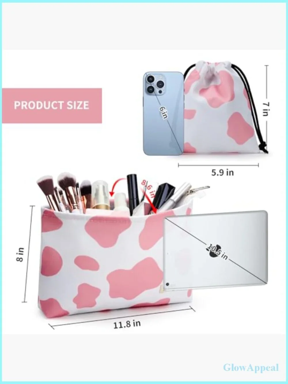 2pcs Waterproof Nylon Cosmetic Bags Travel Toiletry Organizer Pouch Set